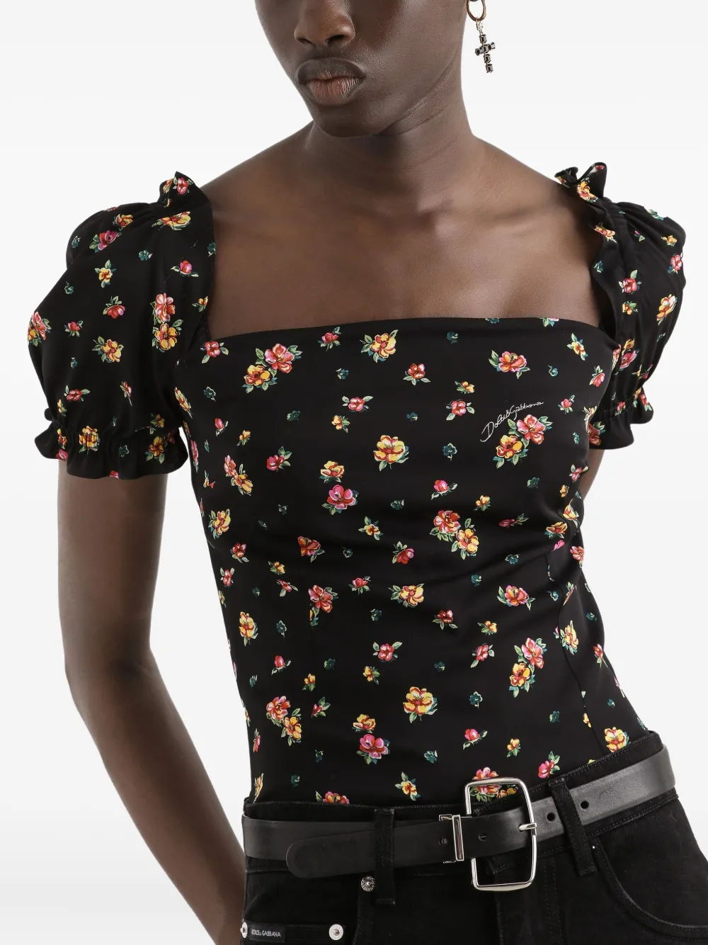Dolce & Gabbana Blouse met bloemenprint Zwart