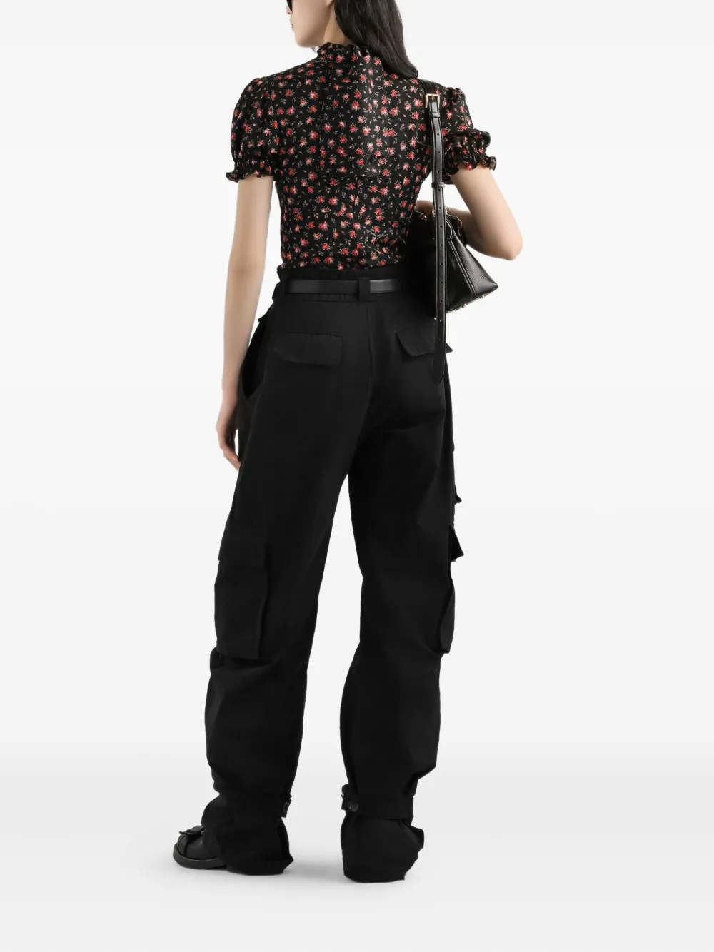 Dolce & Gabbana Blouse met bloemenprint en hoge hals Zwart