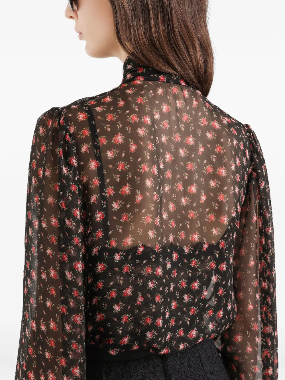 Dolce & Gabbana Tie-neck Floral Blouse In Multi