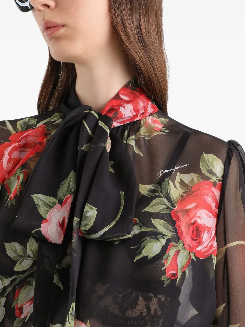 Dolce & Gabbana Floral Blouse In Green