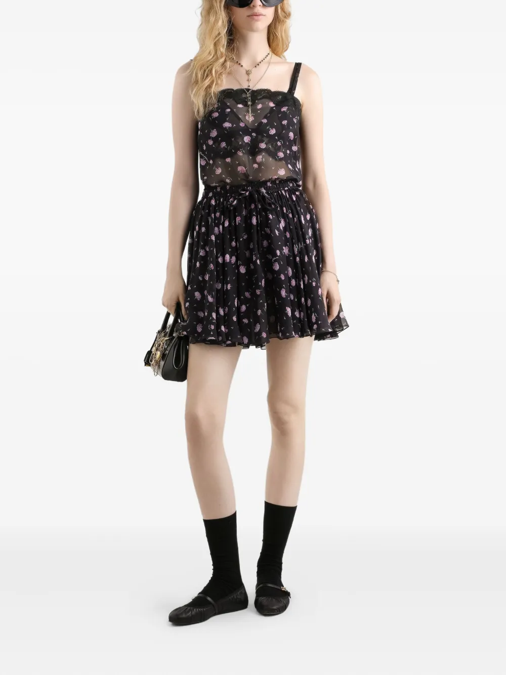 Dolce & Gabbana Tanktop met bloemenkant Zwart
