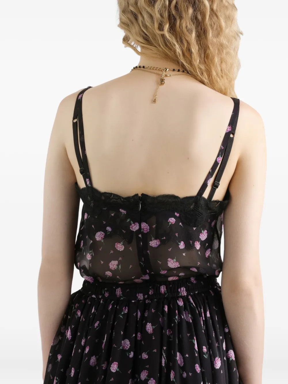 Dolce & Gabbana Tanktop met bloemenkant Zwart