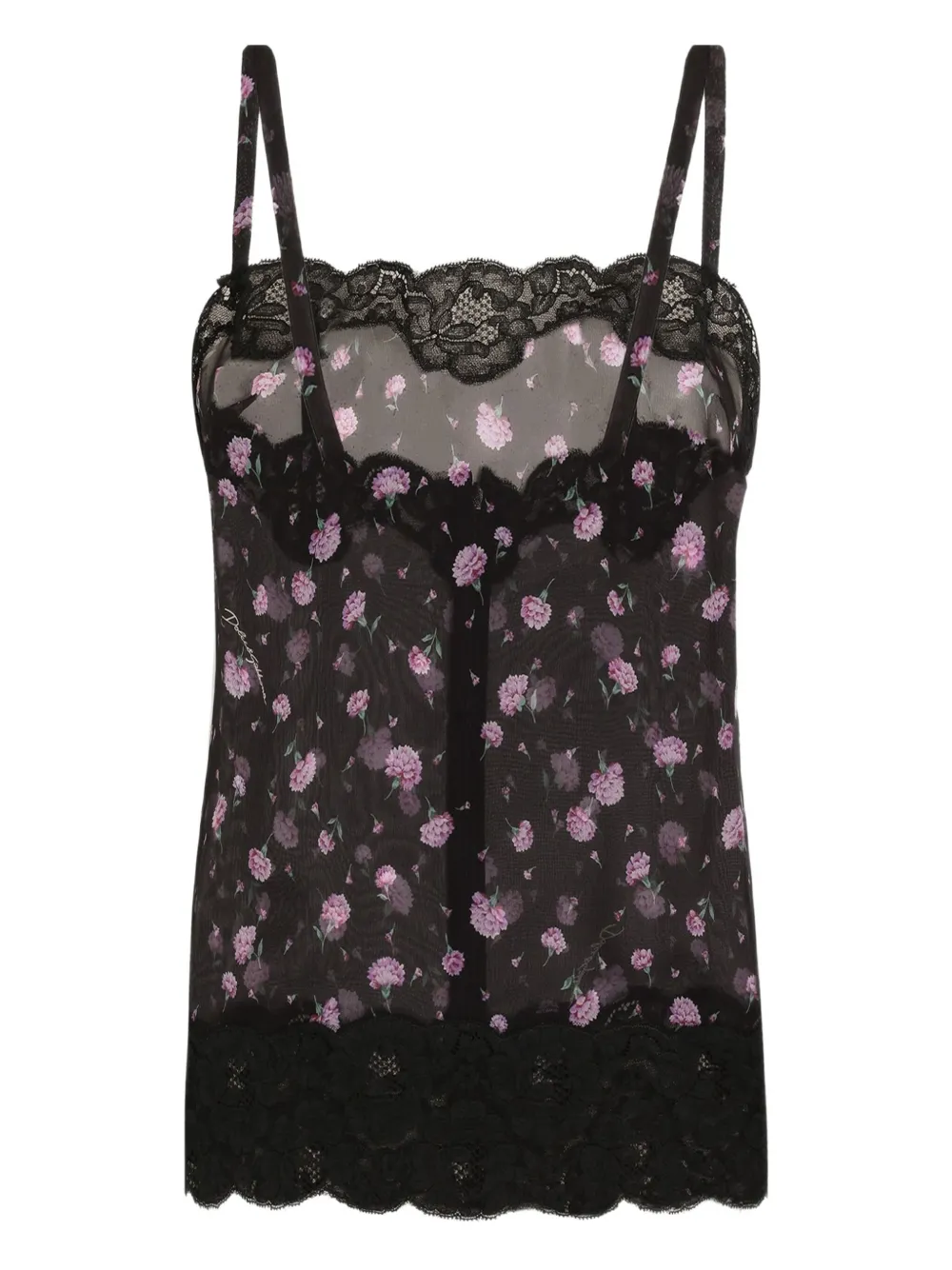 Dolce & Gabbana Floral Lace Tank Top In Black