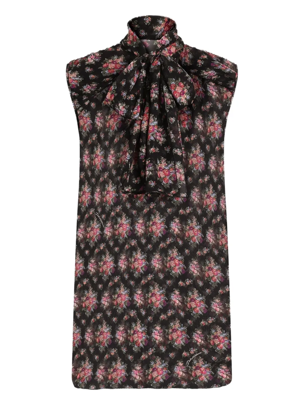 Dolce & Gabbana floral-print bow top - Black