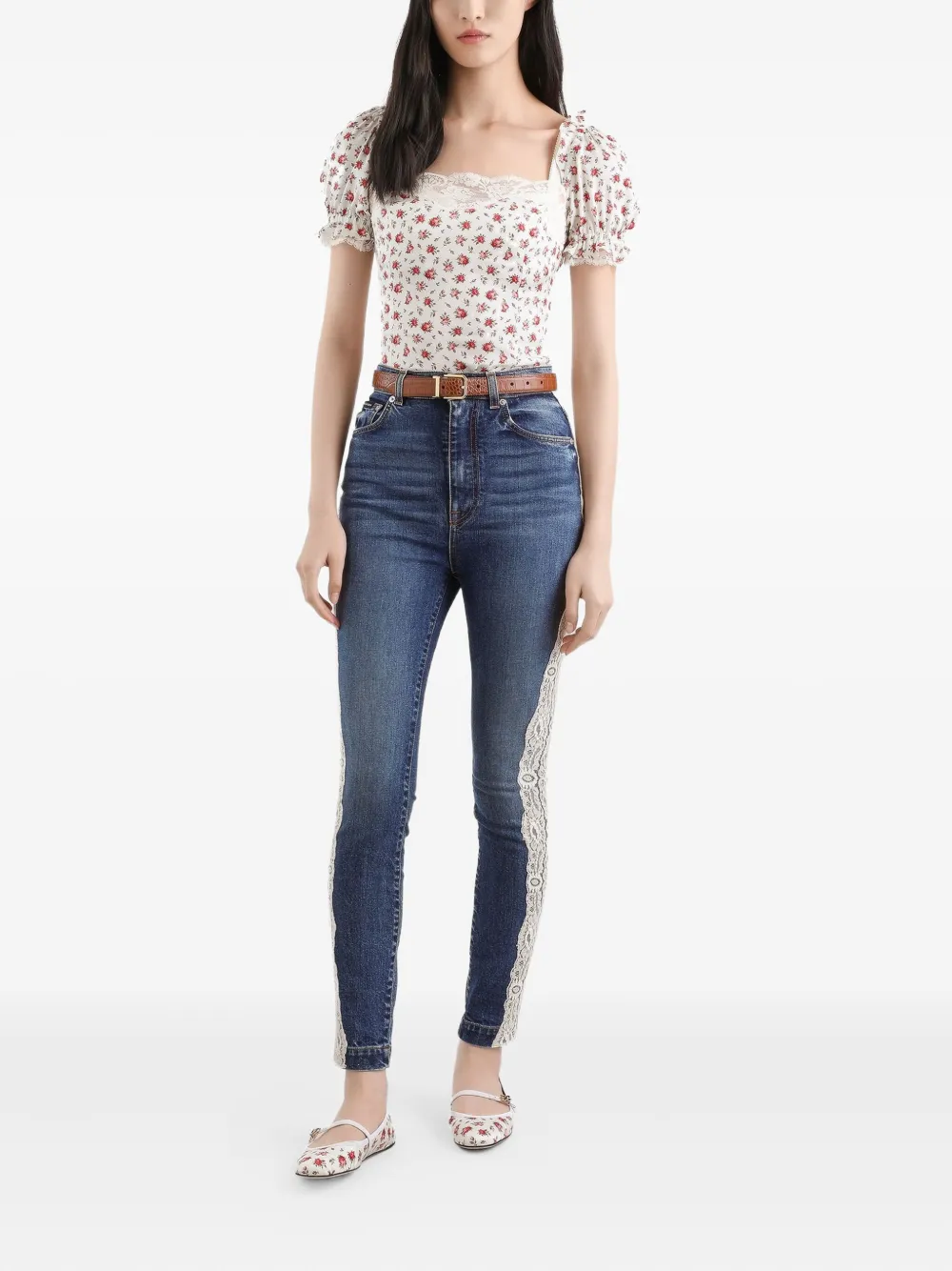 Dolce & Gabbana Top met bloemenprint - Wit