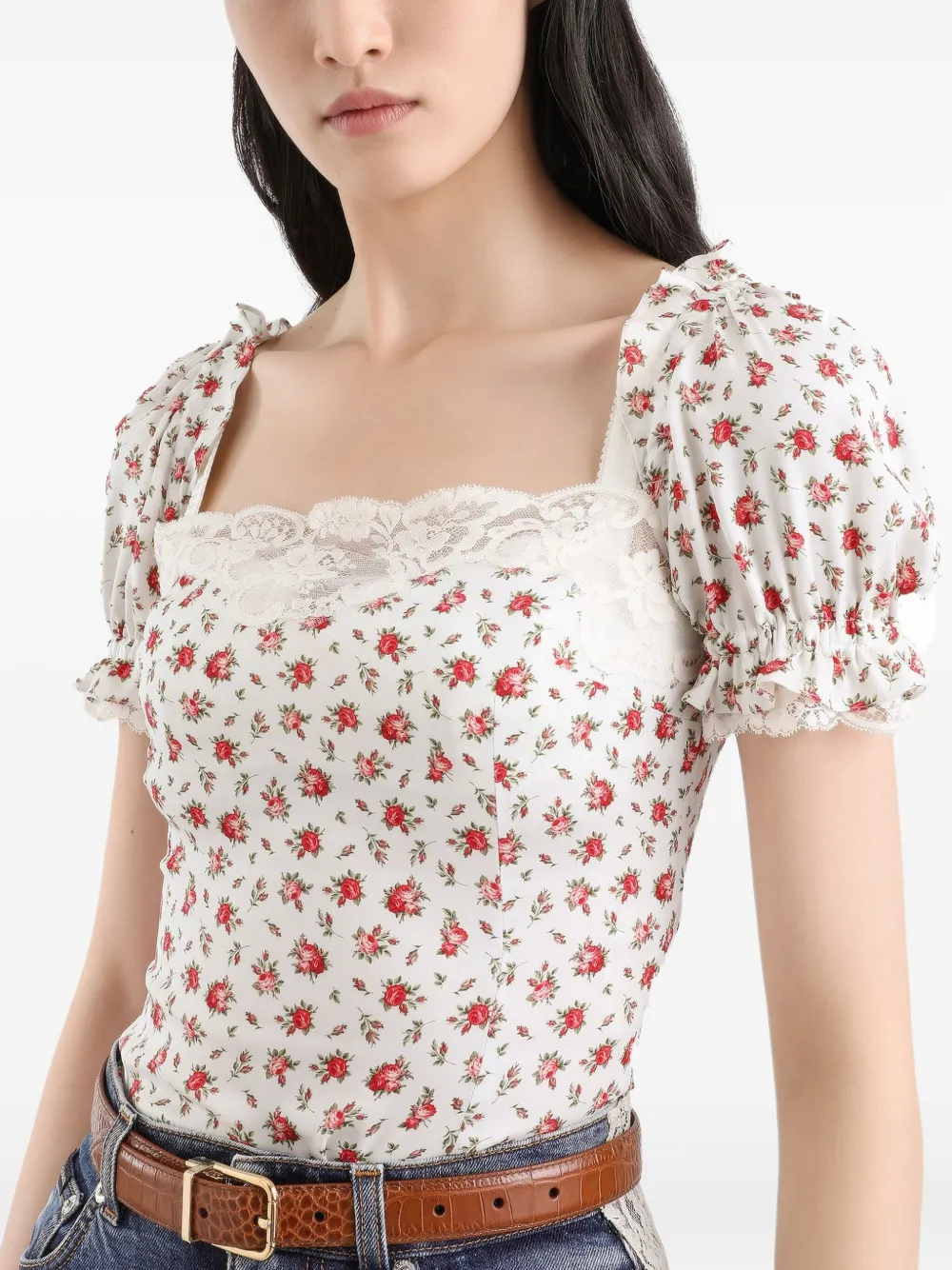 Dolce & Gabbana Top met bloemenprint Wit