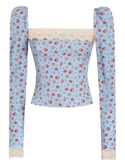 Dolce & Gabbana floral-print lace-trim top