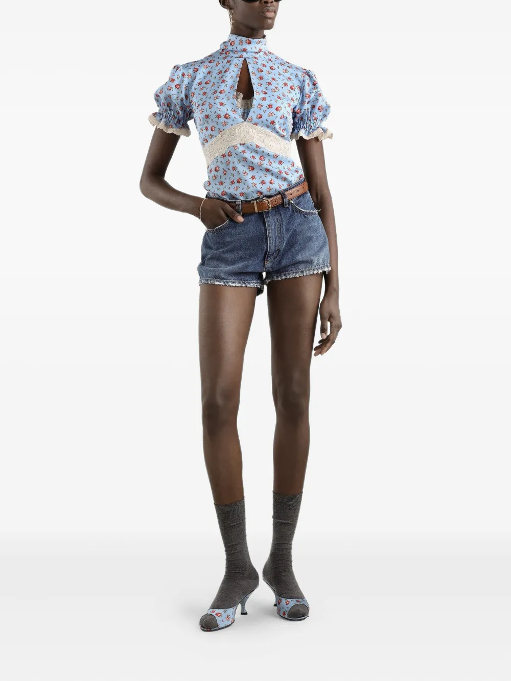 Dolce & Gabbana Blouse met bloemenprint - Blauw