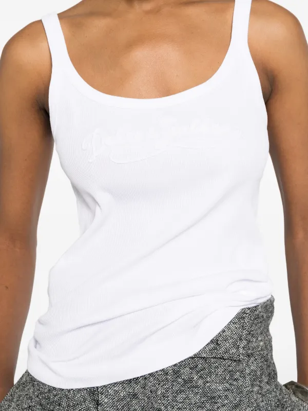 Dolce & Gabbana Ribbed Tank Top With Embroidery | White | FARFETCH