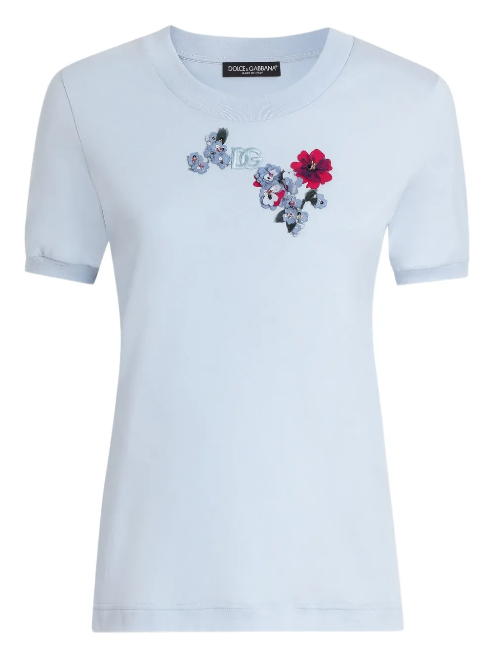 Dolce & Gabbana T-shirt con dettaglio a fiori - Blu