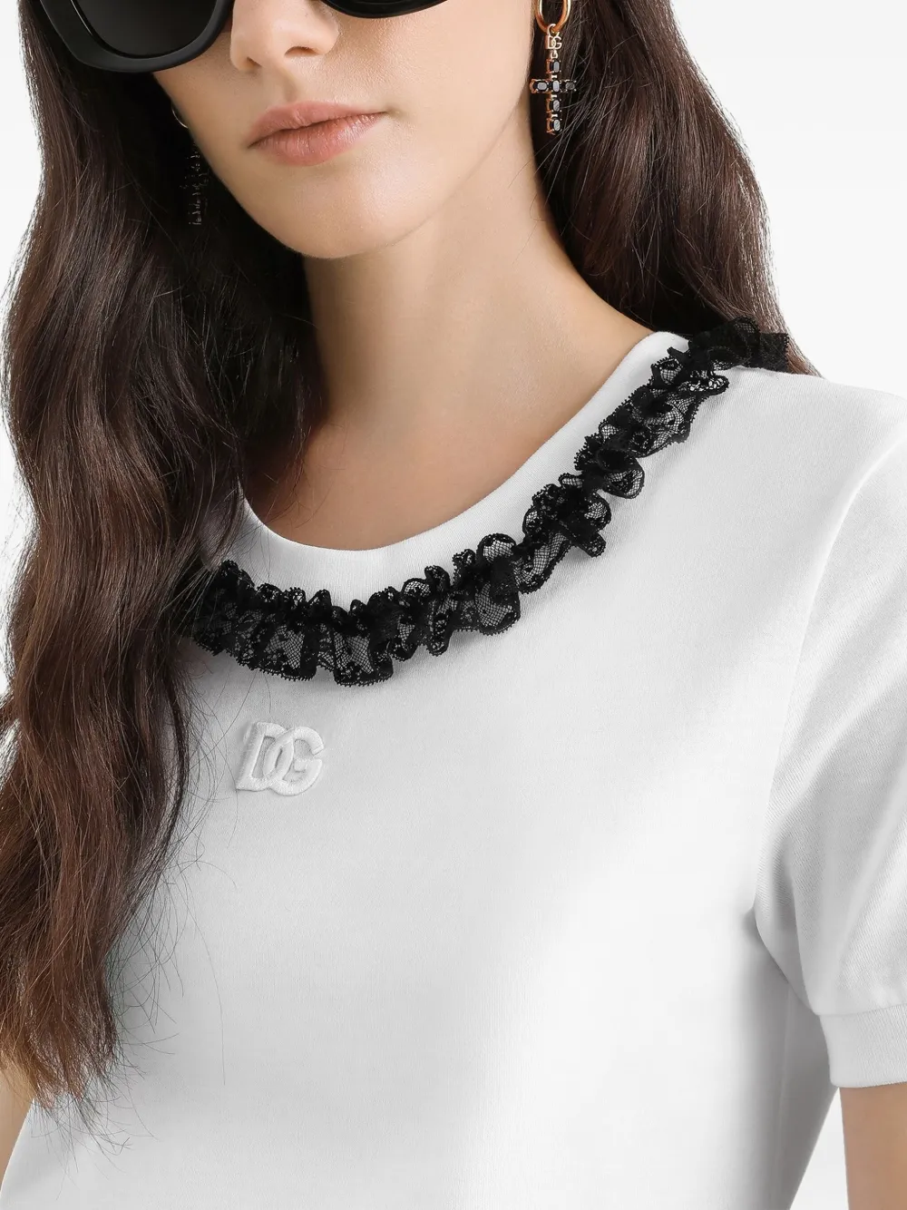 Dolce & Gabbana T-shirt met ruches Wit