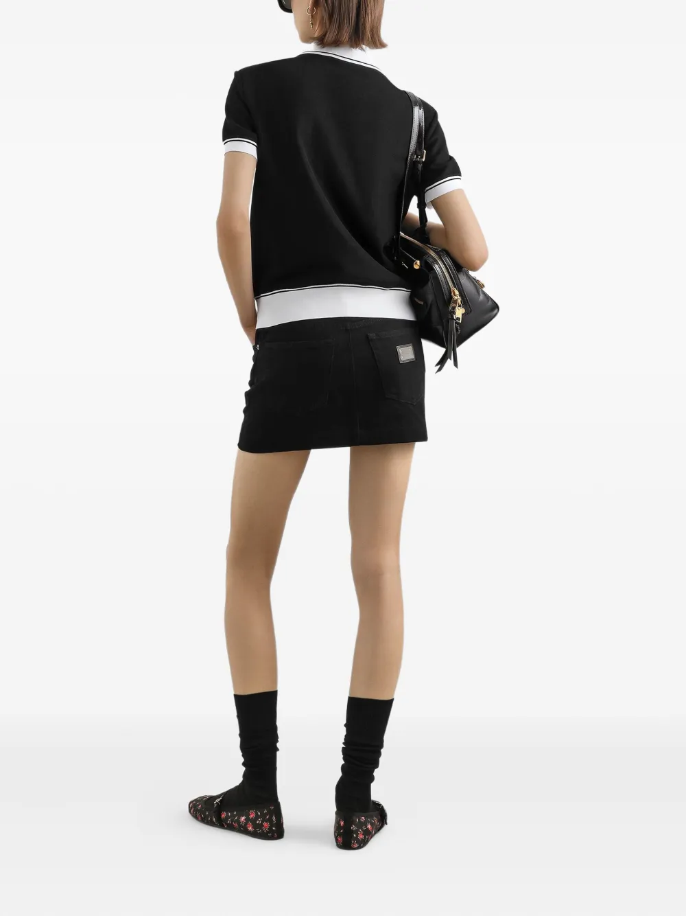 Dolce & Gabbana Polotop met geborduurd logo Zwart