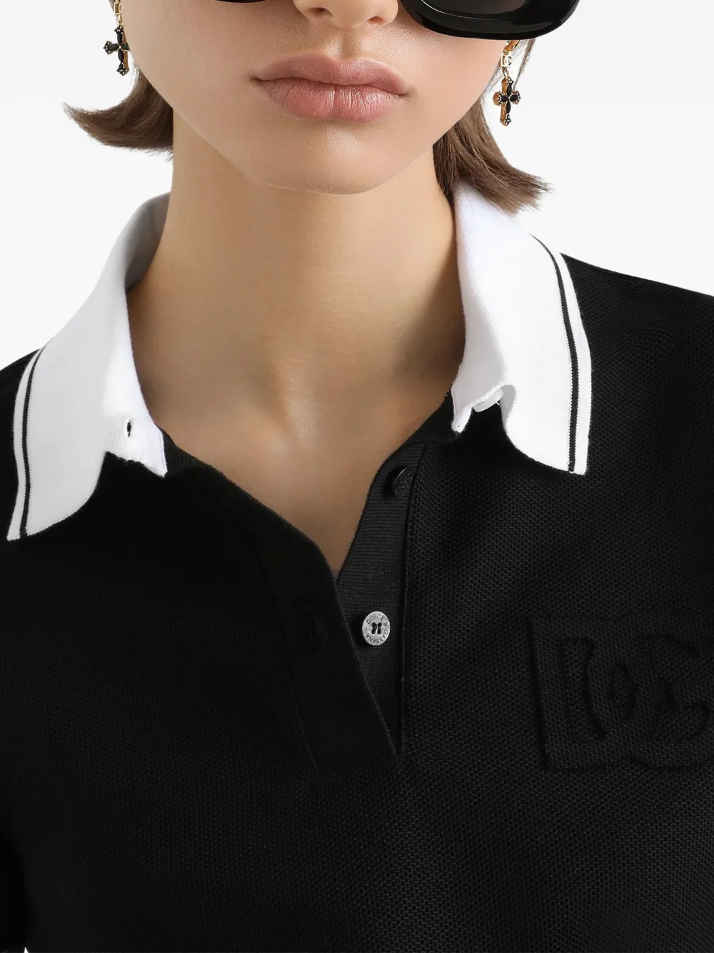 Dolce & Gabbana Polotop met geborduurd logo Zwart