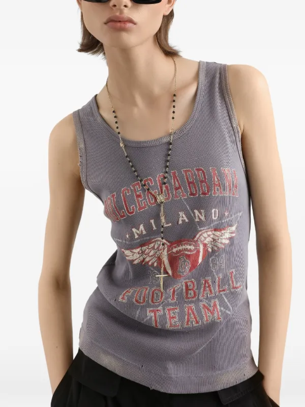 Dolce & Gabbana print-detail Crew Neck Tank Top | Grey | FARFETCH CA