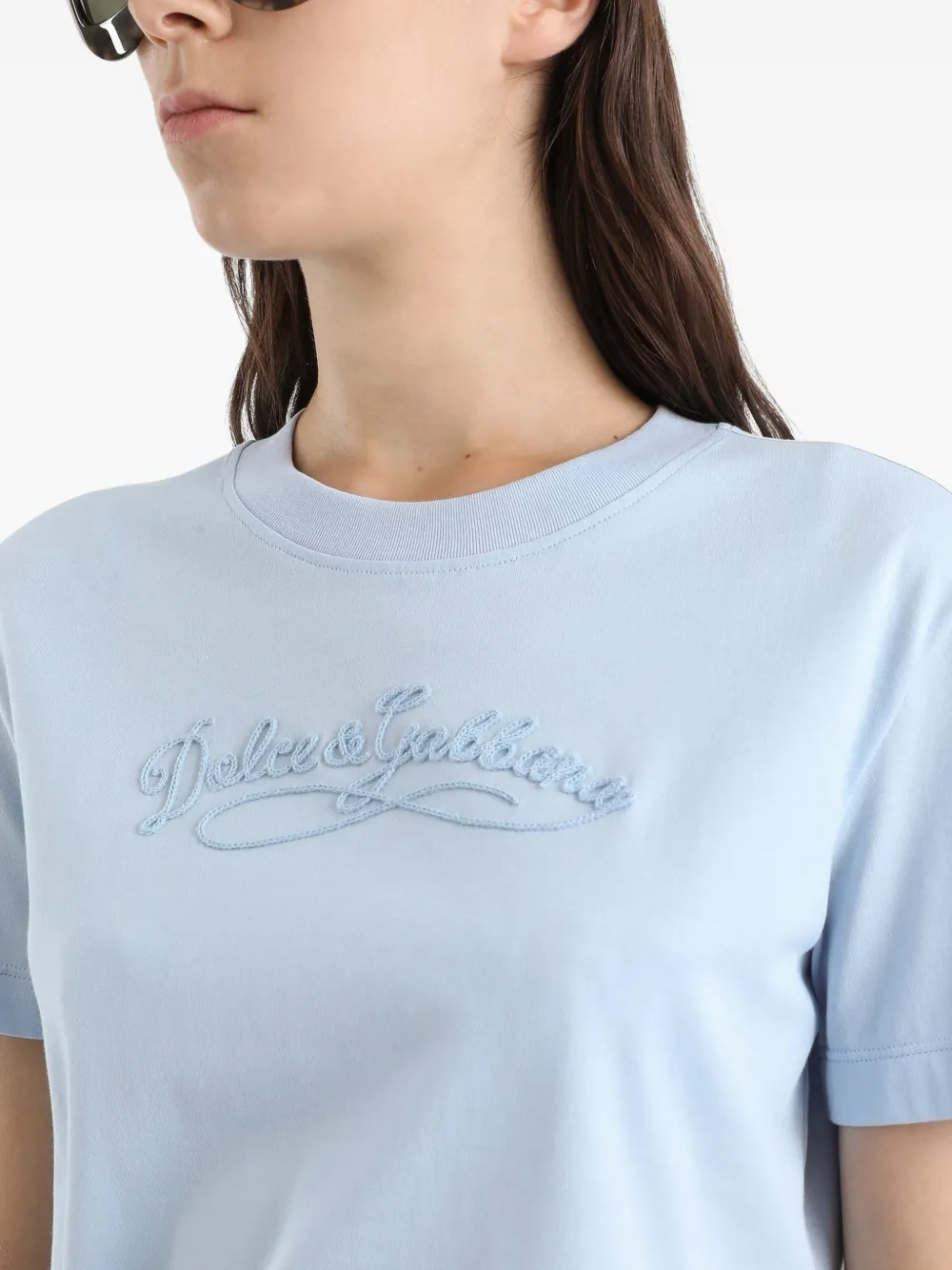 Dolce & Gabbana T-shirt met geborduurd logo Blauw