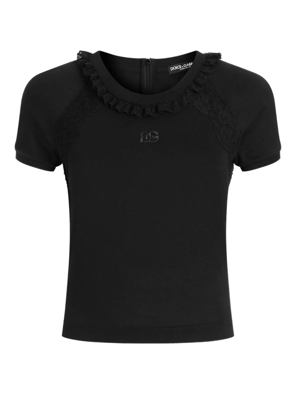 Dolce & Gabbana T-shirt con orlo in pizzo - Nero