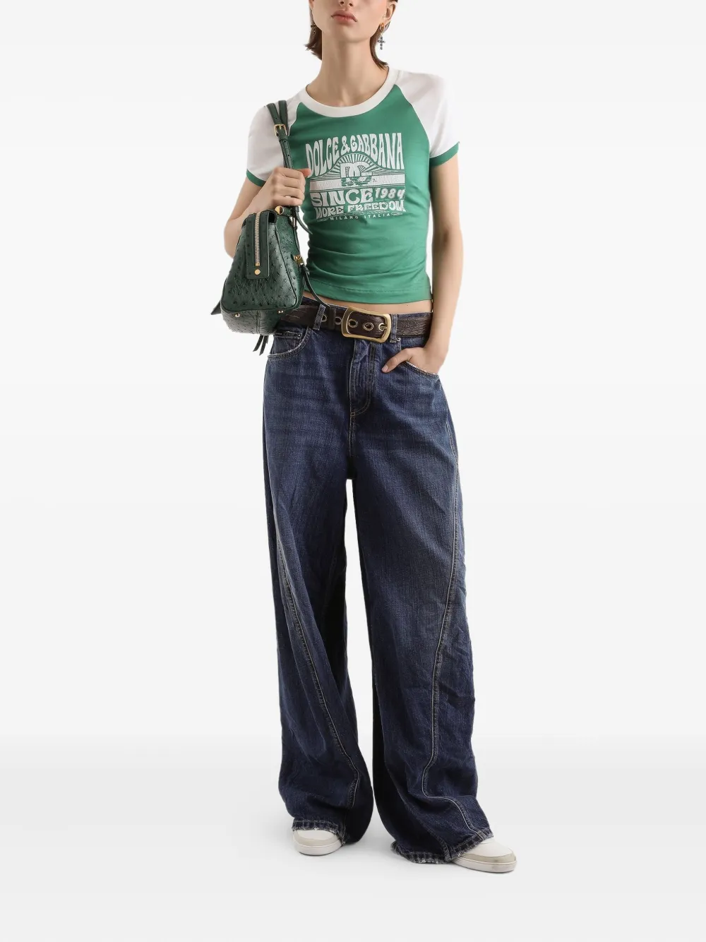 Dolce & Gabbana Katoenen T-shirt met logoprint Groen