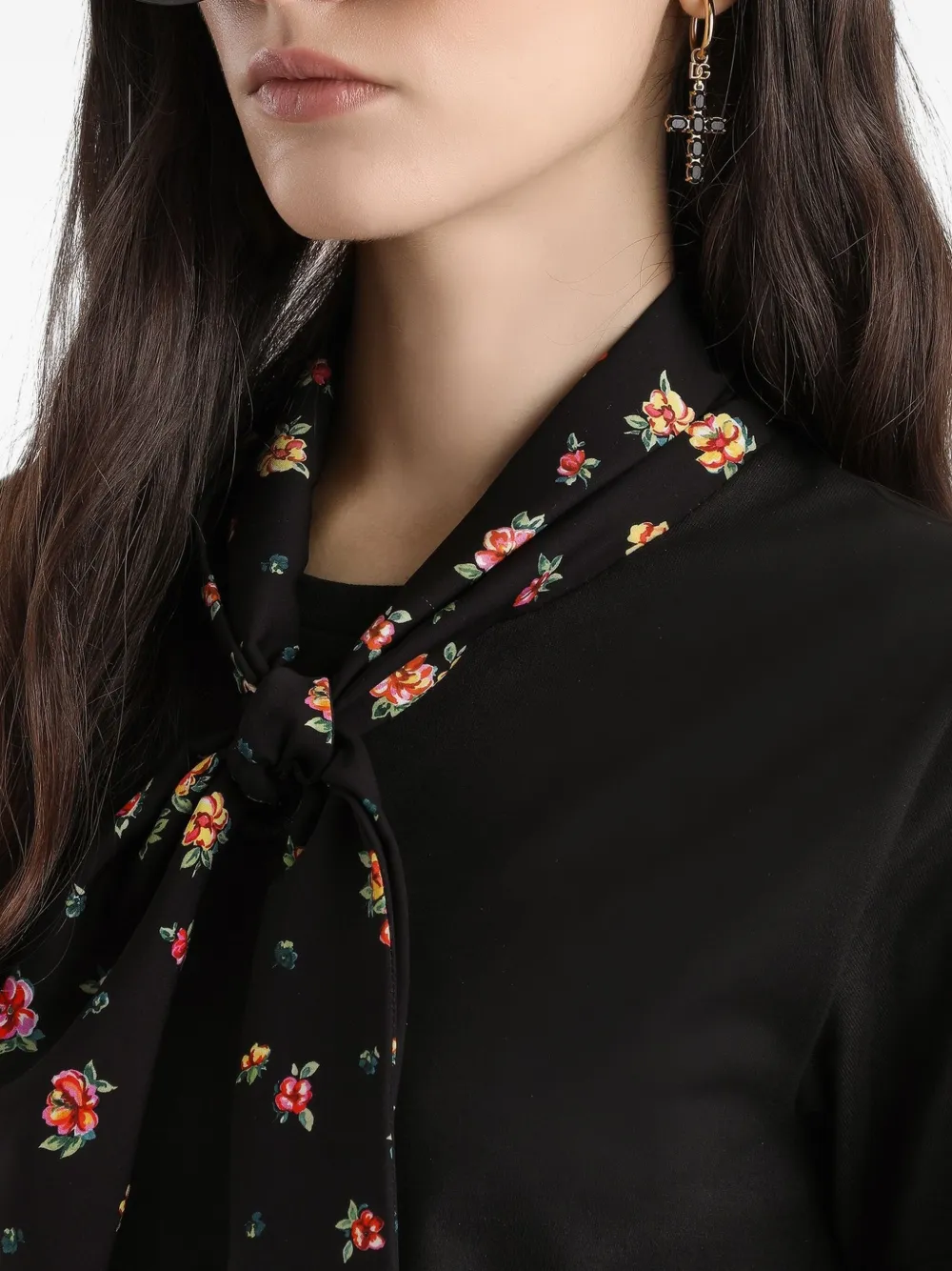 Dolce & Gabbana T-shirt met bloemensjaal Zwart