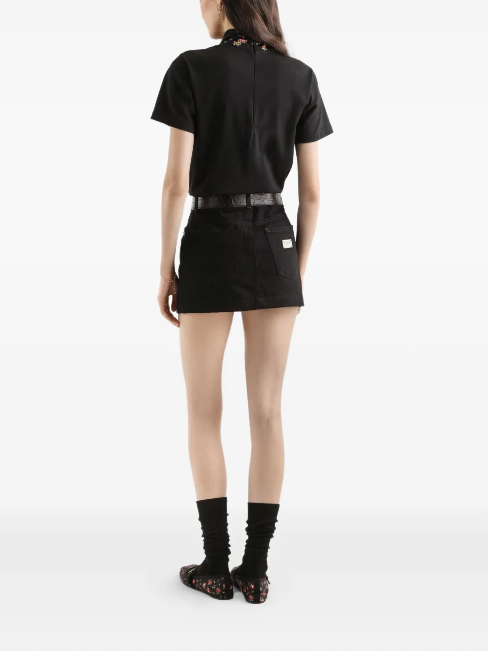 Dolce & Gabbana T-shirt met bloemensjaal Zwart