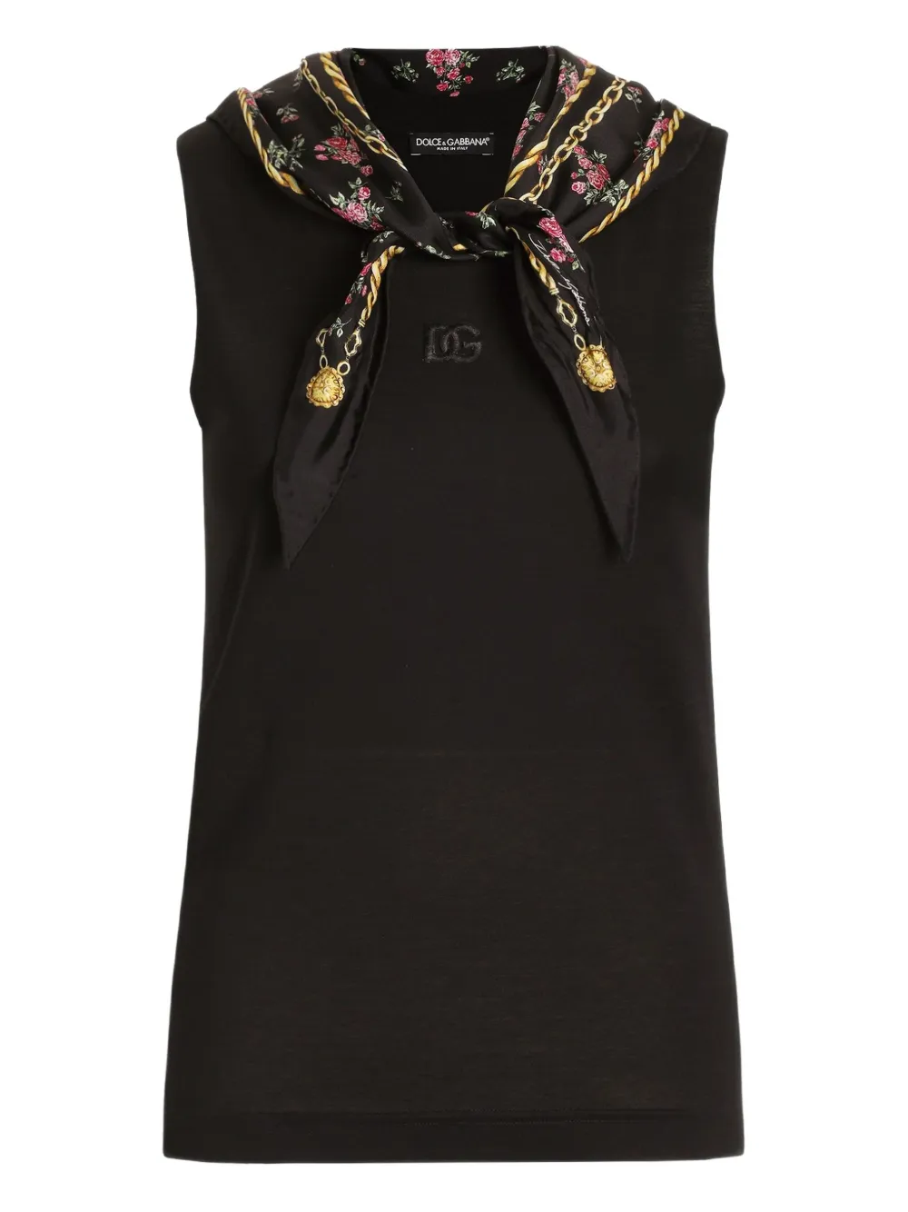 Dolce & Gabbana Canotta con logo ricamato - Nero