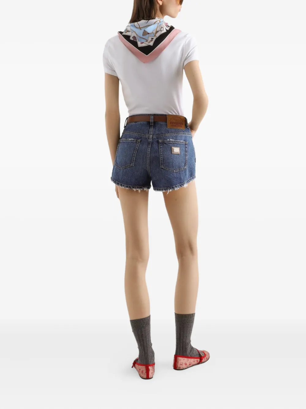 Dolce & Gabbana T-shirt met sjaaldetail Wit