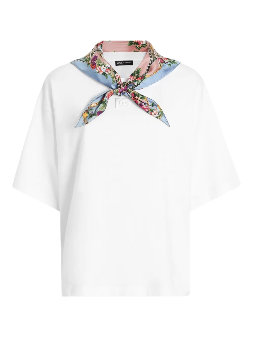 Dolce & Gabbana T-shirt con dettaglio foulard - Bianco