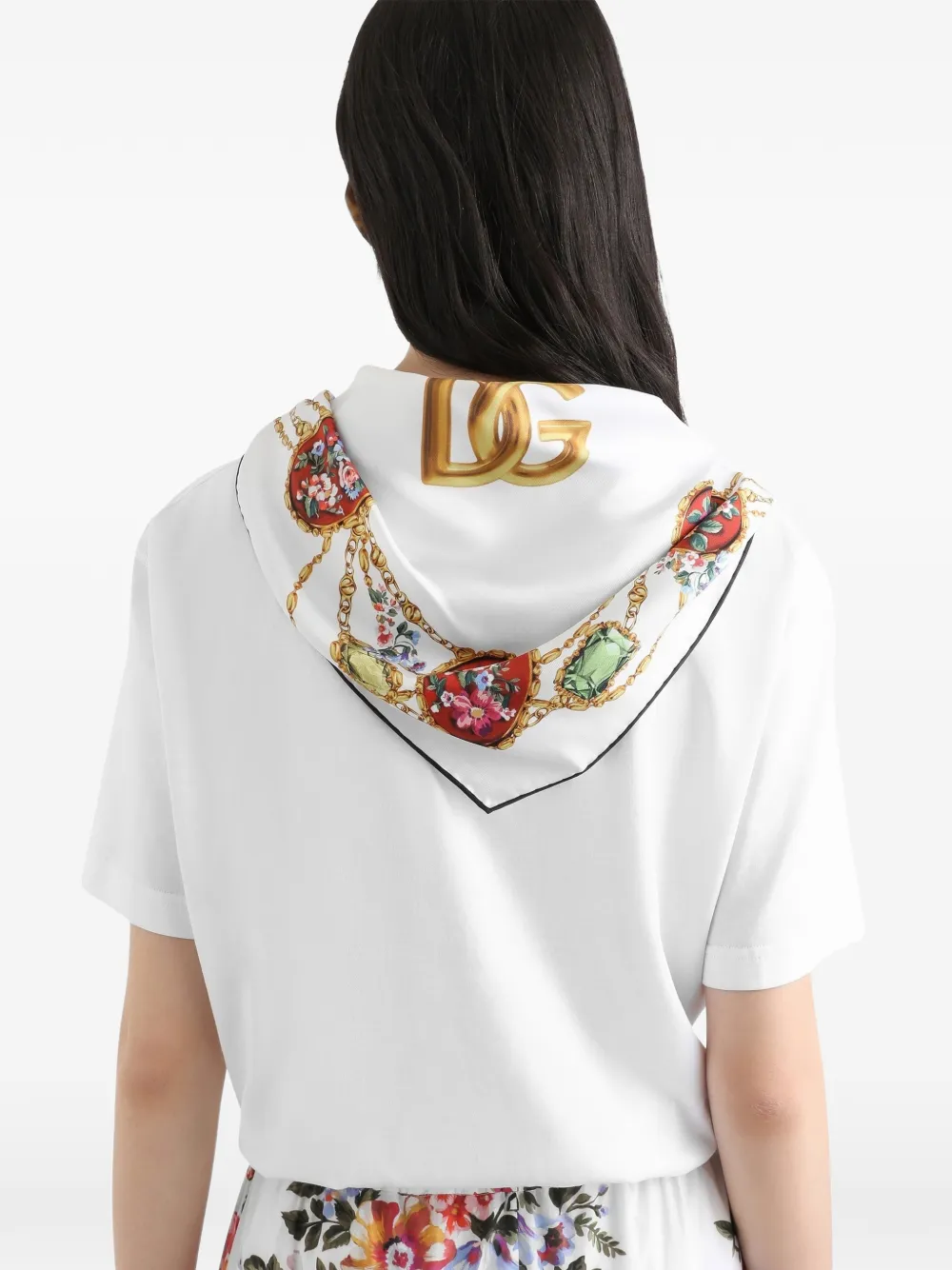 Dolce & Gabbana T-shirt met geborduurd logo en sjaaldetail Wit