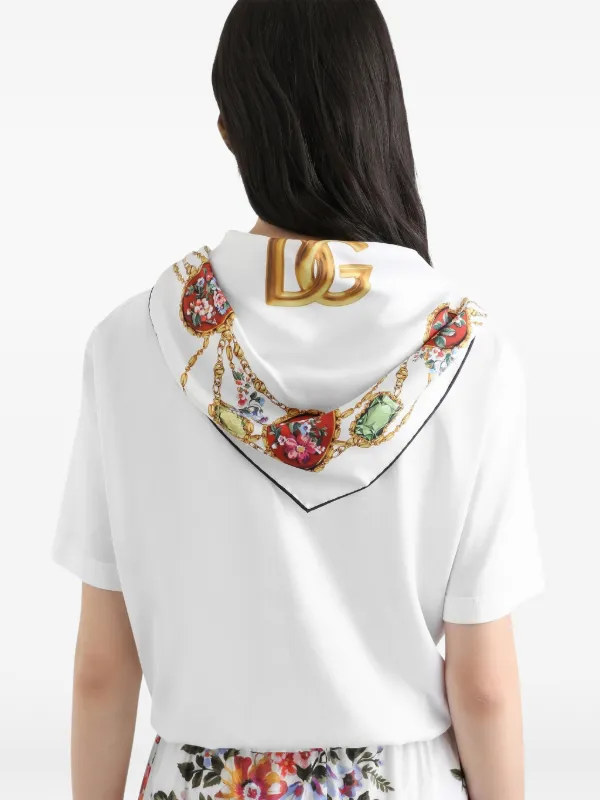 Dolce & Gabbana scarf-detail logo-embroidered T-shirt | White