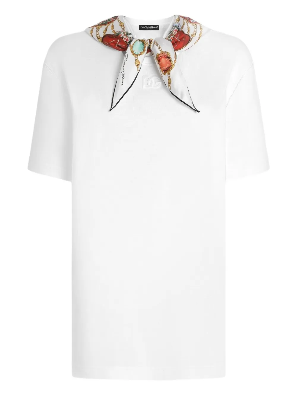 Dolce & Gabbana Besticktes T-shirt Mit Schaldetail In White