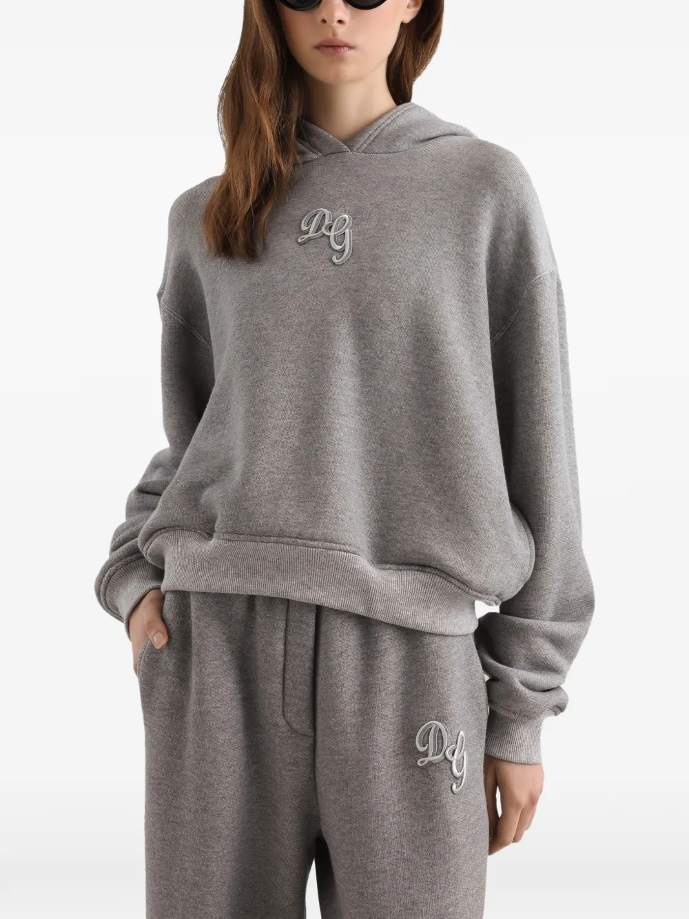 Dolce & Gabbana Hoodie met geborduurd logo Grijs