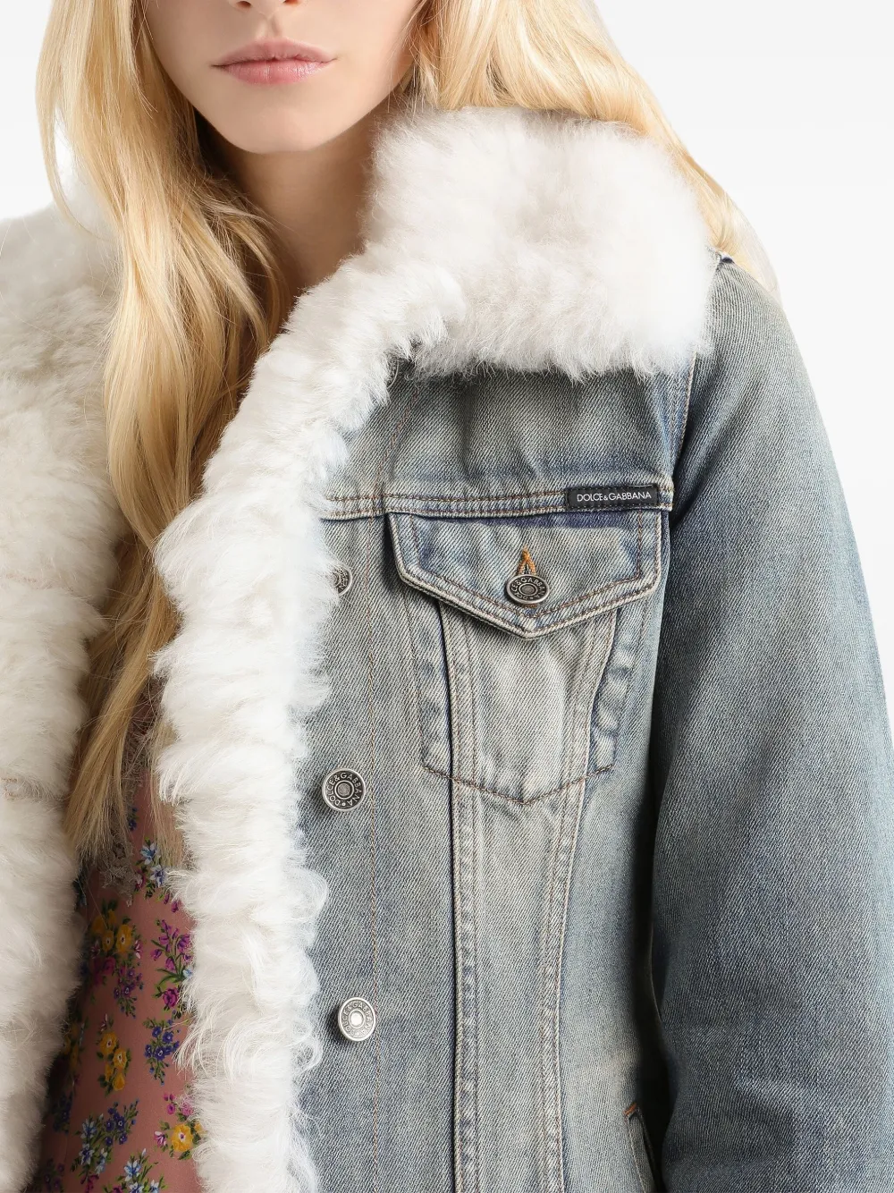 Dolce & Gabbana Denim jack met bont-effect Blauw