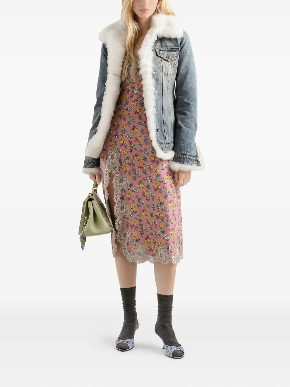  Dolce & Gabbana Faux-fur Denim Jacket - Blue 