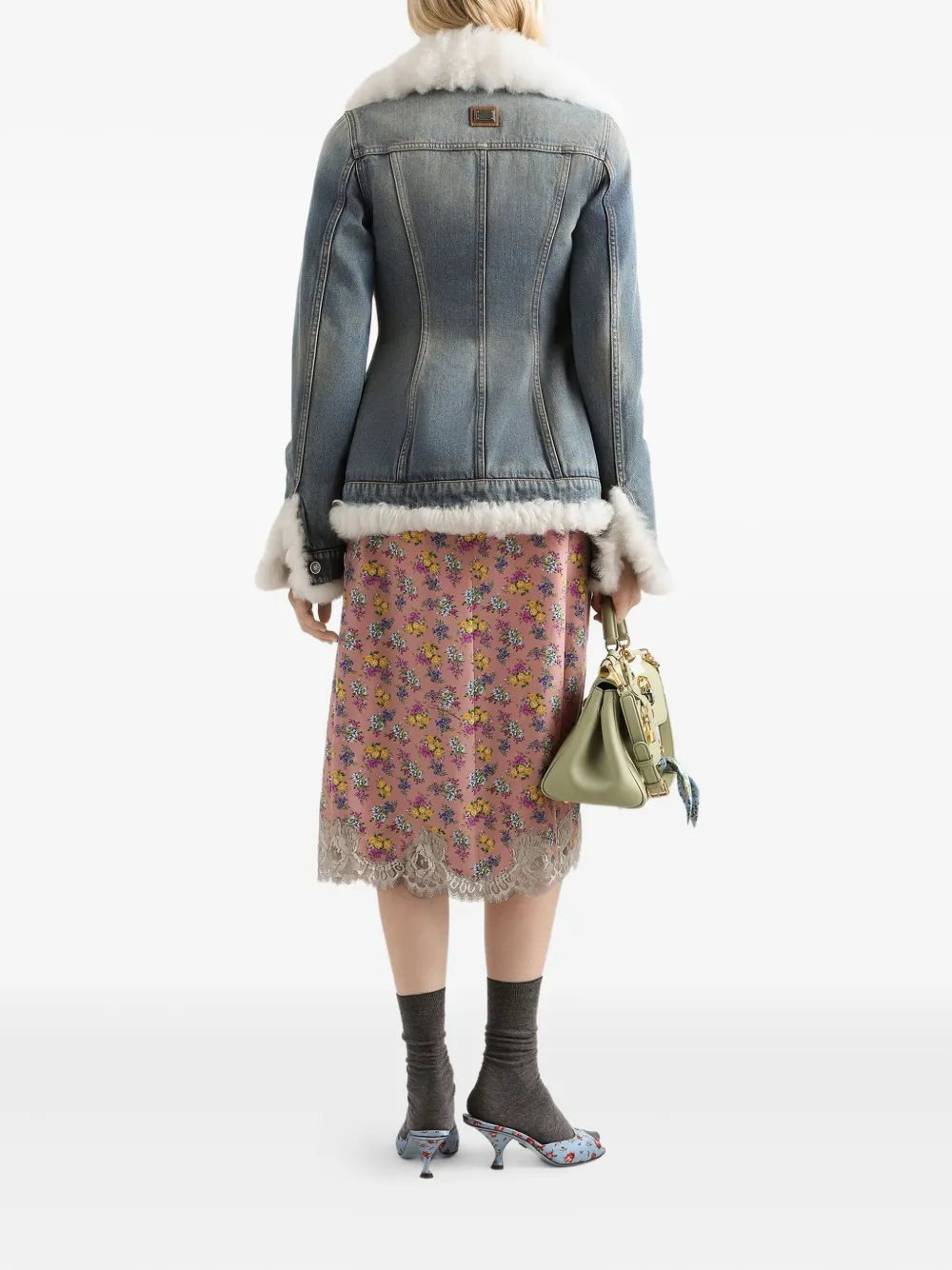  Dolce & Gabbana Faux-fur Denim Jacket - Blue 