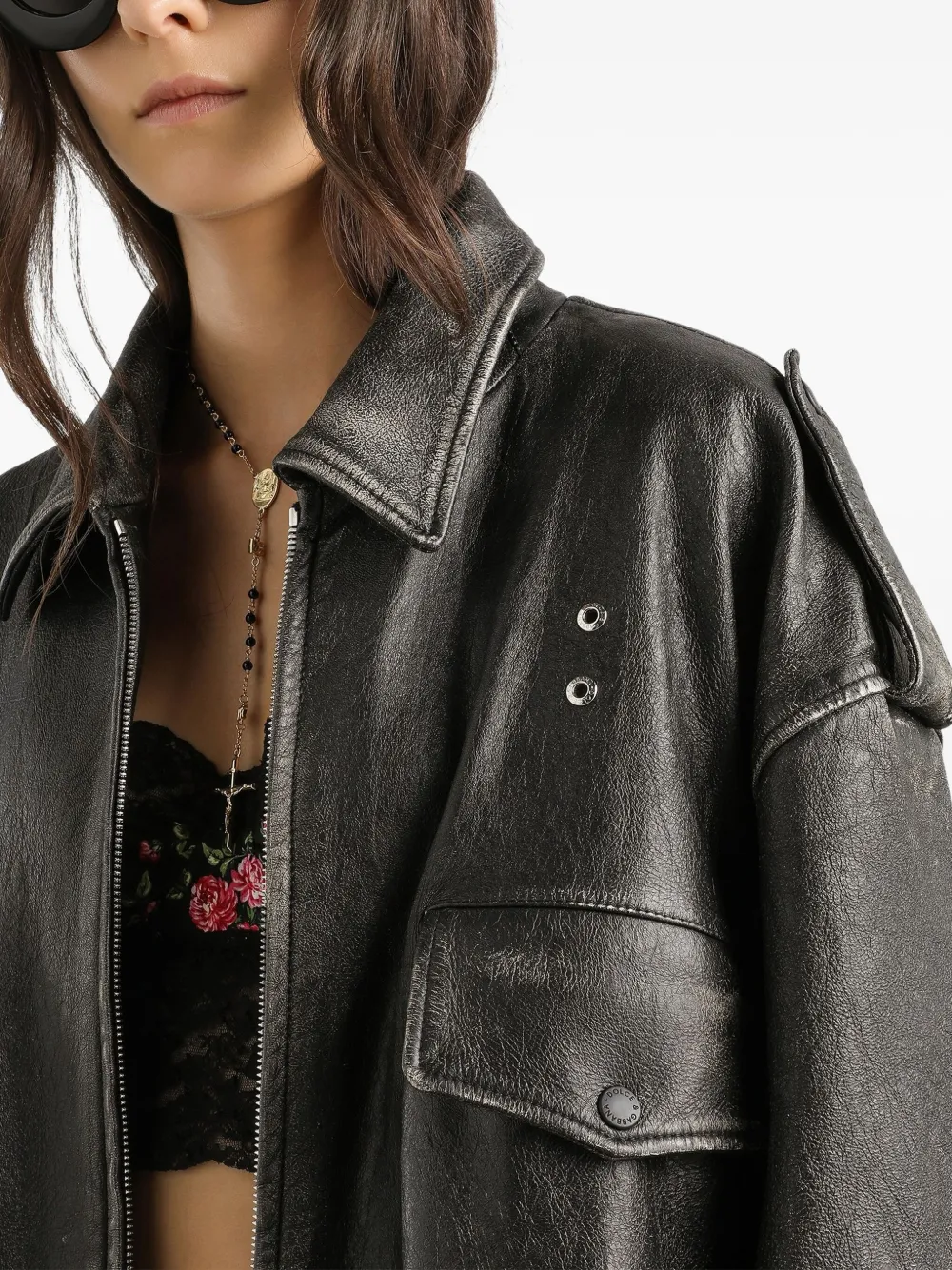 Dolce & Gabbana Leren jas Zwart