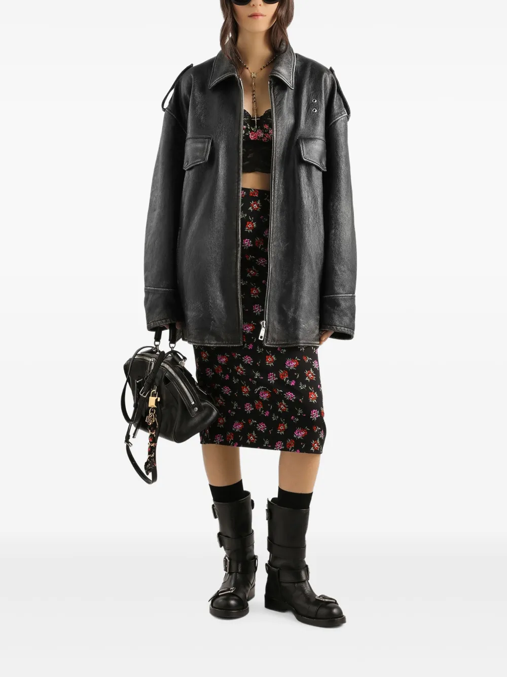 Dolce & Gabbana Leren jas Zwart