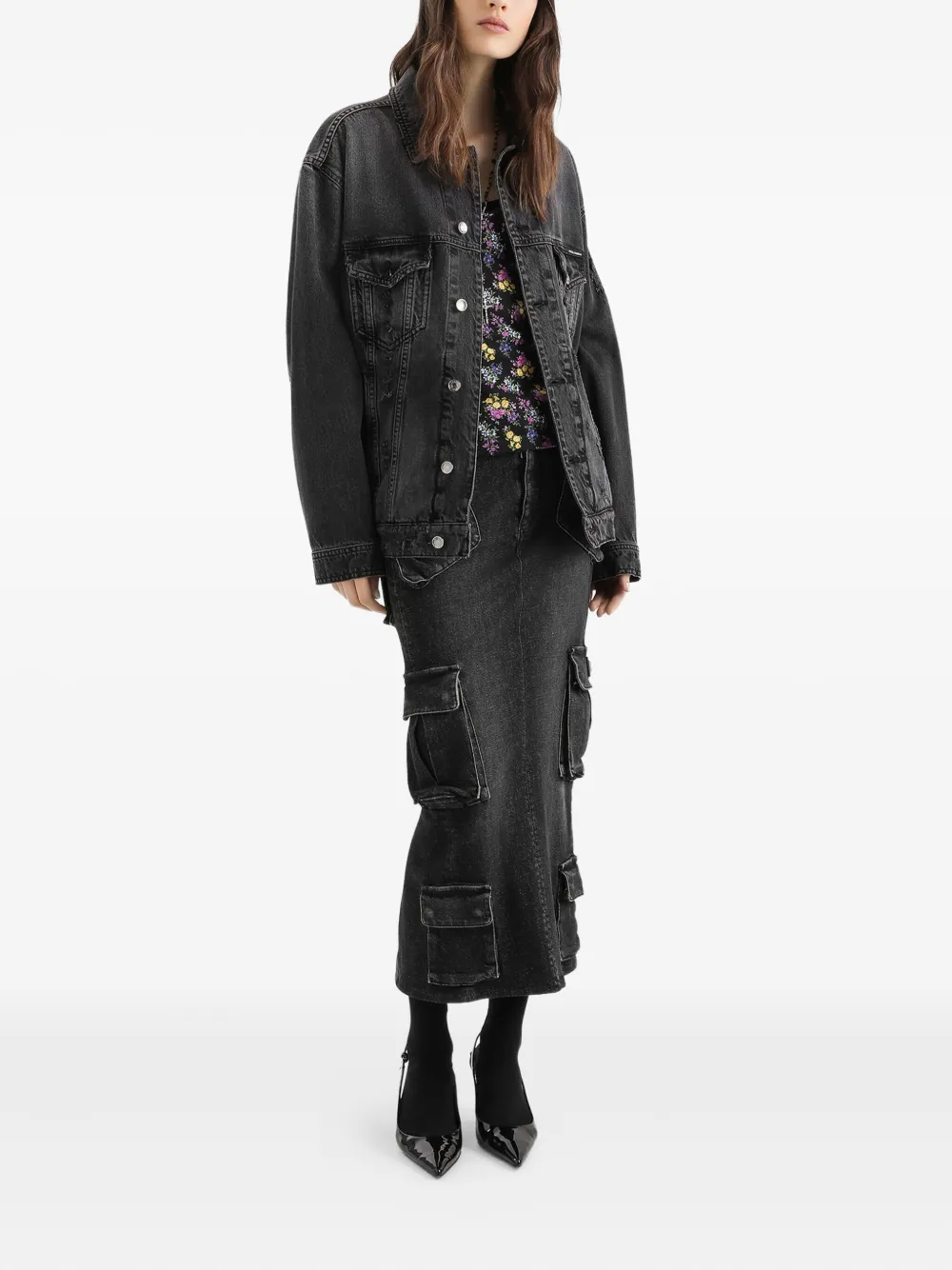  Dolce & Gabbana Buttoned Denim Jacket - Black 