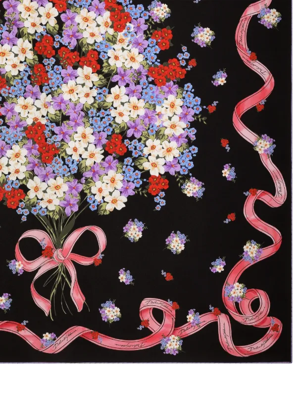 Dolce & Gabbana Echarpe Pequena Com Estampa Floral | Preto