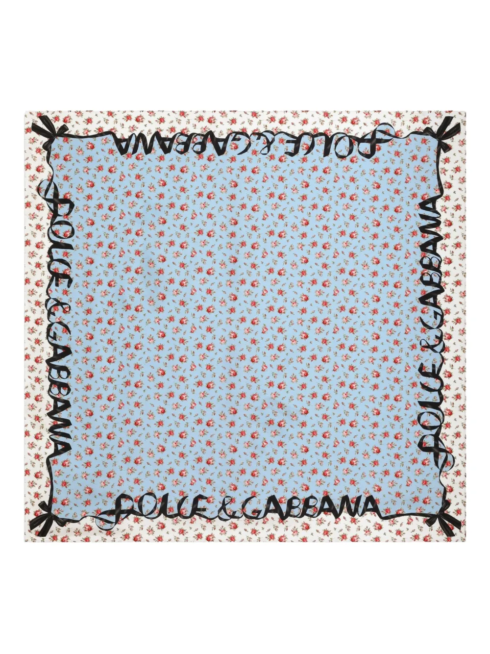 Dolce & Gabbana floral-print ribbon scarf - Blu