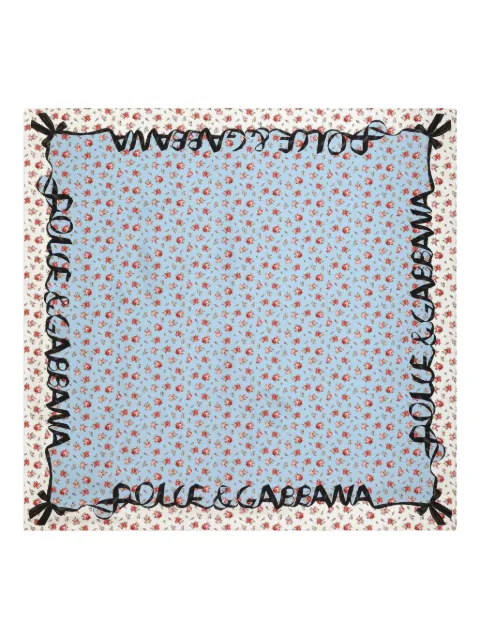 Dolce & Gabbana small rose print silk twill scarf 90x90