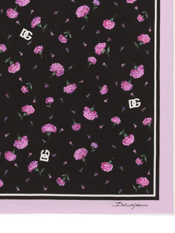 Dolce & Gabbana carnation-print Scarf | Black | FARFETCH