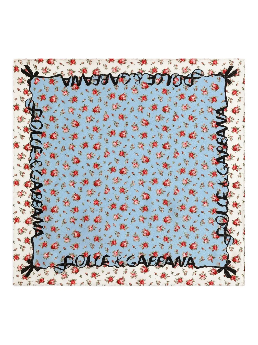 Dolce & Gabbana Sciarpa a fiori con logo - Blu