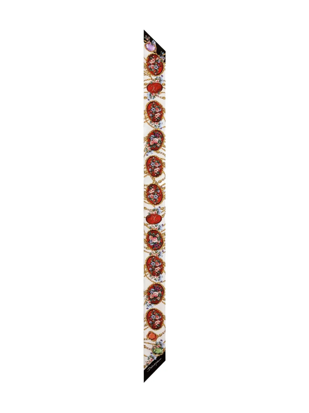  Dolce & Gabbana Floral And Chain-print Scarf - White 