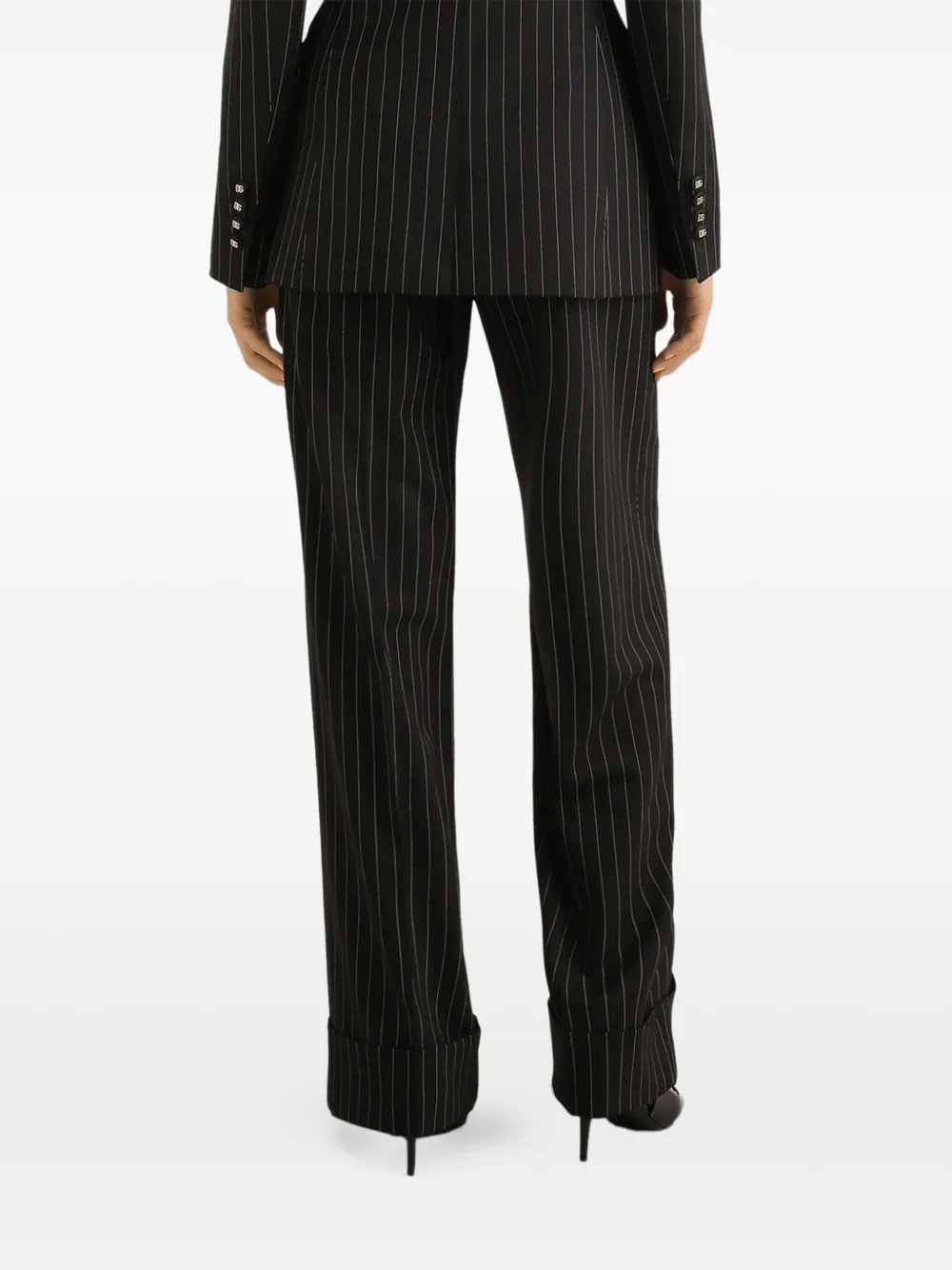 Dolce & Gabbana Broek van stretch-wol met krijtstreep Zwart