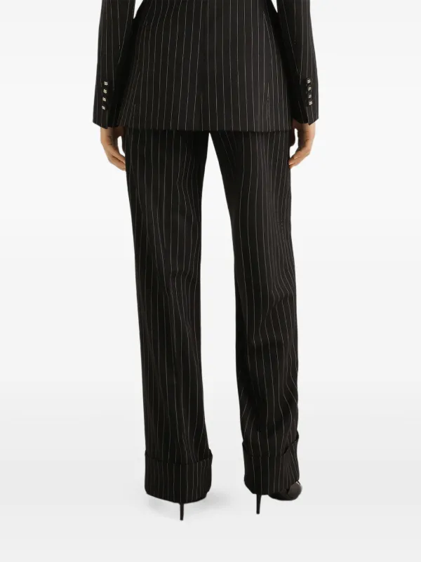 Dolce & Gabbana Pinstripe bi-stretch Wool Trousers | Black