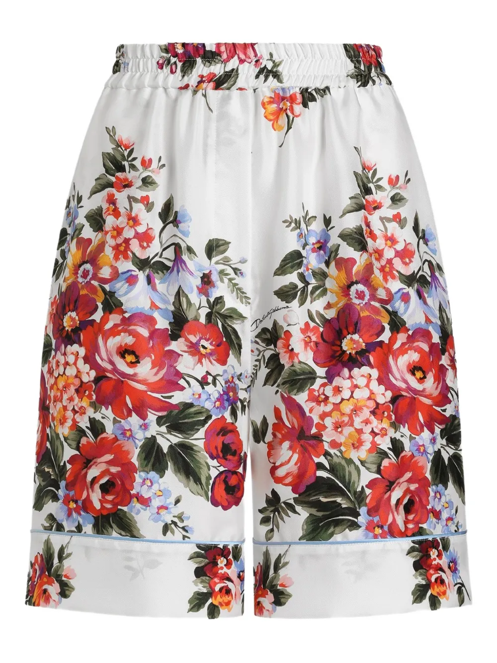 Dolce & Gabbana floral-print tie shorts - Bianco