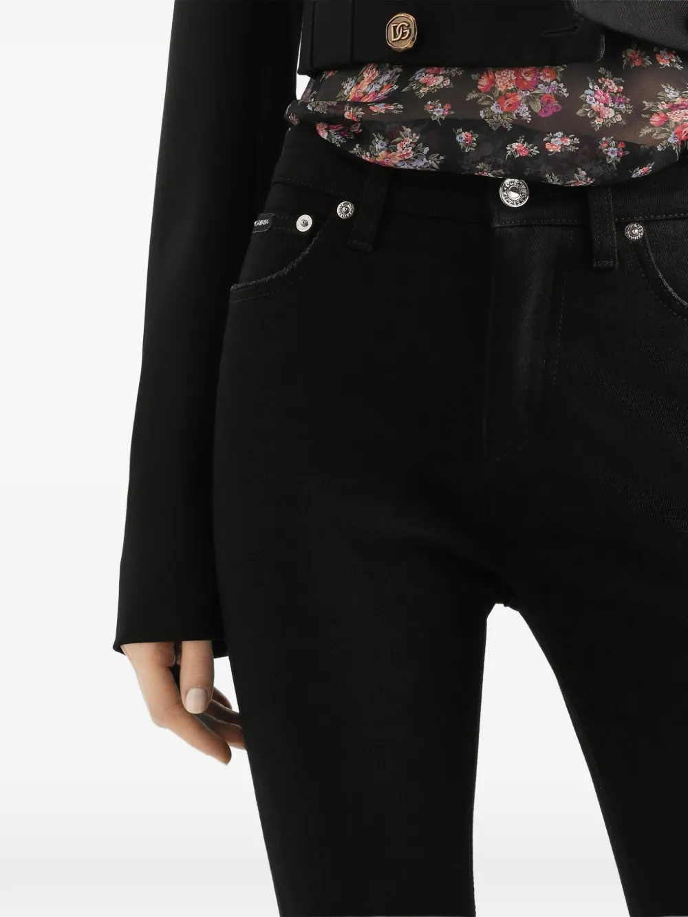 Dolce & Gabbana Jeans met metalen plakkaat Zwart