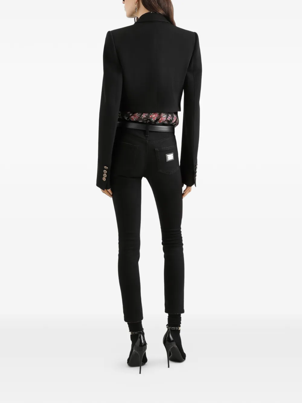  Dolce & Gabbana Vaqueros Con Placa Metalizada - Negro 