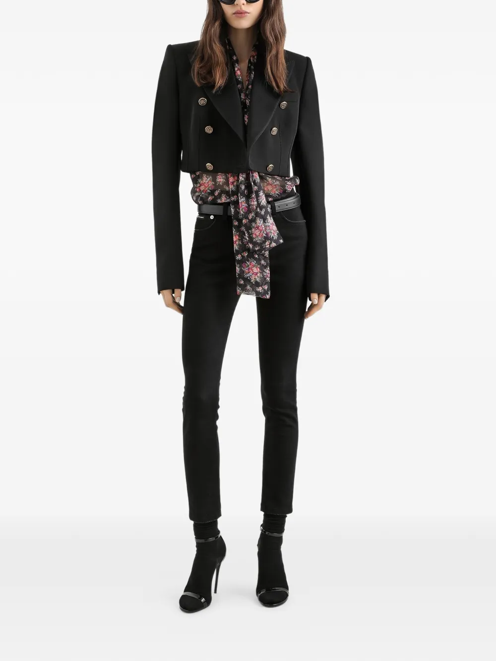 Dolce & Gabbana Vaqueros Con Placa Metalizada - Negro 