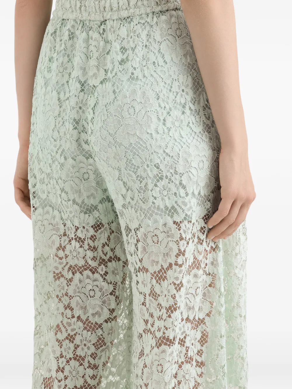 Dolce & Gabbana Palazzo broek met bloemenkant Groen