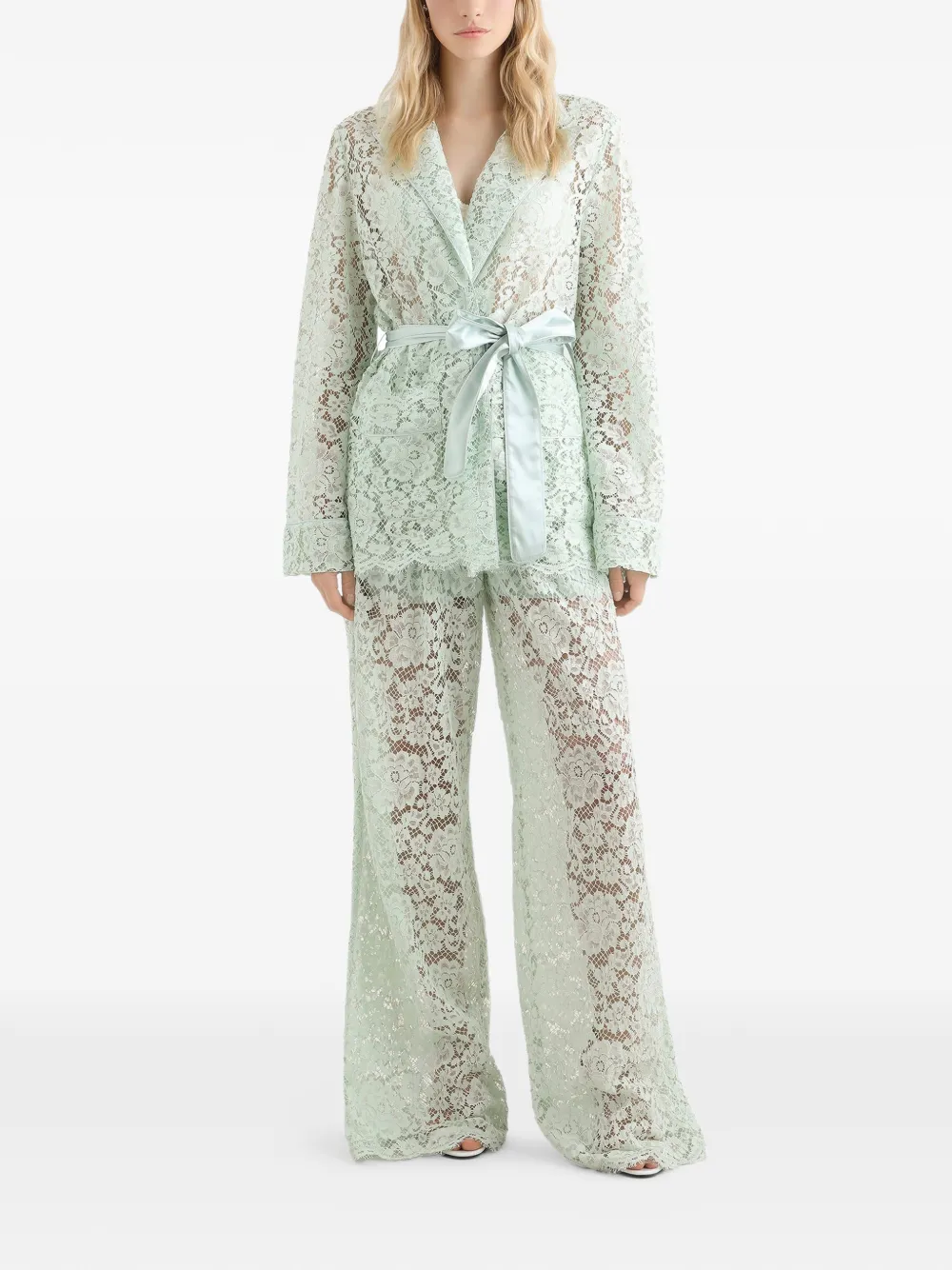 Dolce & Gabbana Palazzo broek met bloemenkant Groen